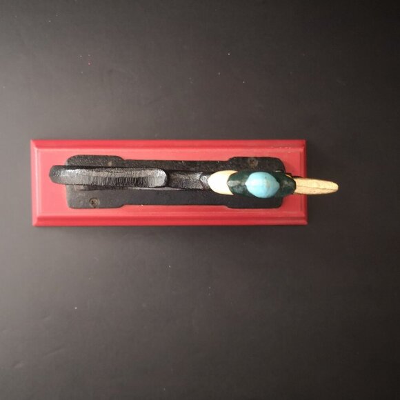 Vintage Cast Iron Nut Cracker on a Red Wooden Base Christmas Soldier - Picture 3 of 5